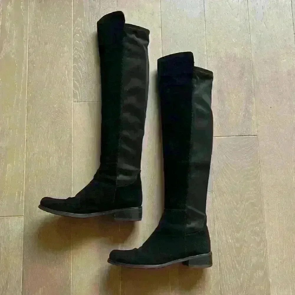 Blonde Velma Waterproof Suede Over-the-Knee Boots - Picture 8 of 12